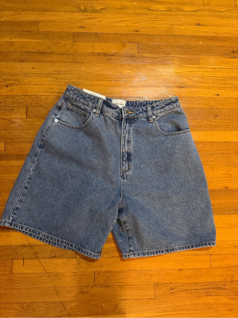 Abrand Vintage-Inspired High-Rise Jean Shorts - Denim Blue